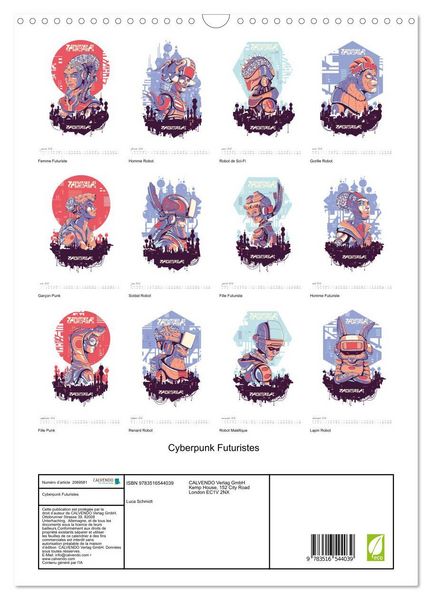 Produktbild: Cyberpunk Futuristes (Calendrier mural 2026 DIN A3 horizontal), CALVENDO calendrier mensuel