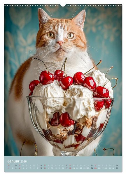 Produktbild: FETTE KATZEN - Foodporn auf vier Pfoten (Wandkalender 2026 DIN A2 hoch), CALVENDO Monatskalender