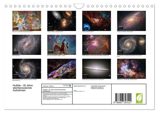 Produktbild: Hubble - 35 Jahre atemberaubende Aufnahmen (Wandkalender 2026 DIN A4 quer), CALVENDO Monatskalender