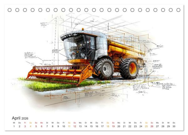 Produktbild: M&auml;hdrescher - Design Studien (Tischkalender 2026 DIN A5 quer), CALVENDO Monatskalender
