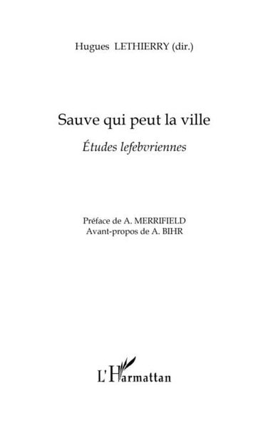 Produktbild: Sauve qui peut la ville - etudes lefebvriennes