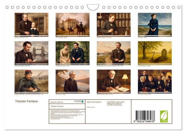 Produktbild: Theodor Fontane (Wandkalender 2026 DIN A4 quer), CALVENDO Monatskalender