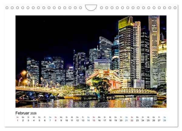 Produktbild: Singapur - Asiatische Metropole bei Nacht (Wandkalender 2026 DIN A4 quer), CALVENDO Monatskalender