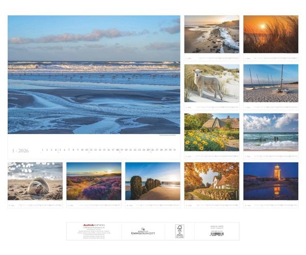 Produktbild: Sylt 2026 - Bildkalender XXL 60x50 cm - hochwertiger Wandkalender im Querformat - Landschaftskalender - Wandplaner - Deutsche Küsten