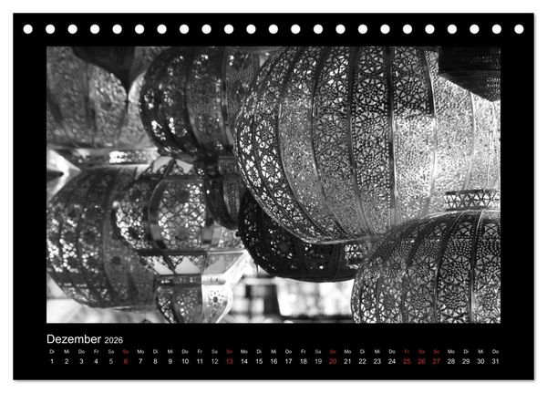 Produktbild: Marokko - Nostalgie in schwarz-weiss (Tischkalender 2026 DIN A5 quer), CALVENDO Monatskalender
