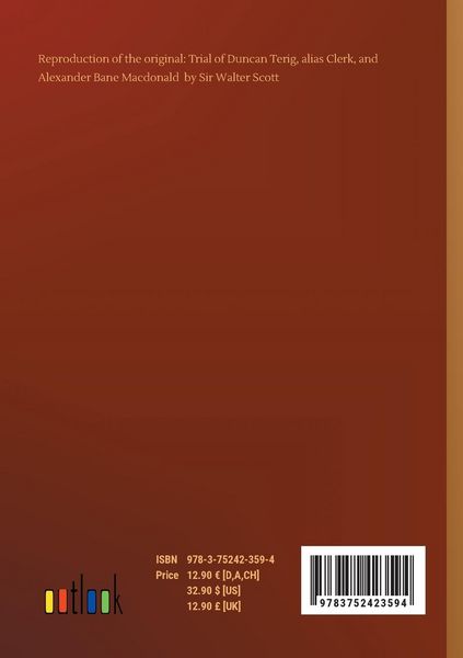 Produktbild: Trial of Duncan Terig, alias Clerk, and Alexander Bane Macdonald