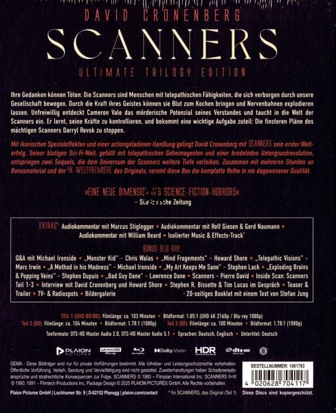 Scanners - Ultimate Edition (4K Ultra HD+4 Blu-rays)