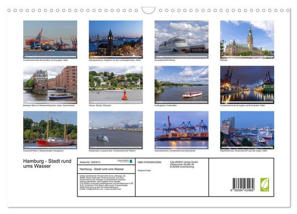 Produktbild: Hamburg - Stadt rund ums Wasser (Wandkalender 2027 DIN A3 quer), CALVENDO Monatskalender