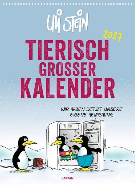 Produktbild: Uli Stein Tierisch gro&szlig;er Kalender 2027: Monatskalender f&uuml;r die Wand im Gro&szlig;format