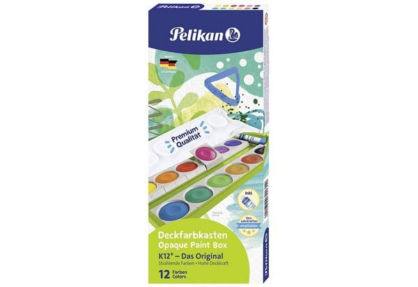 Produktbild: Pelikan Deckfarbkasten K12 mit Deckwei&szlig; gr&uuml;n Faltschachtel