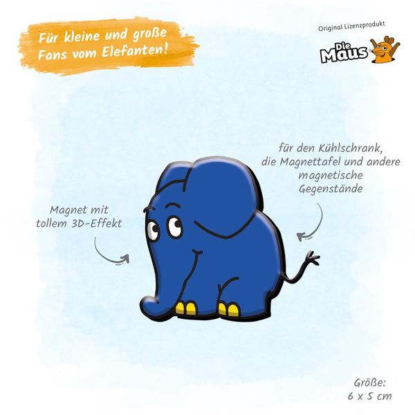 Produktbild: Tr&ouml;tsch Die Maus 3D-Magnet Elefant stehend