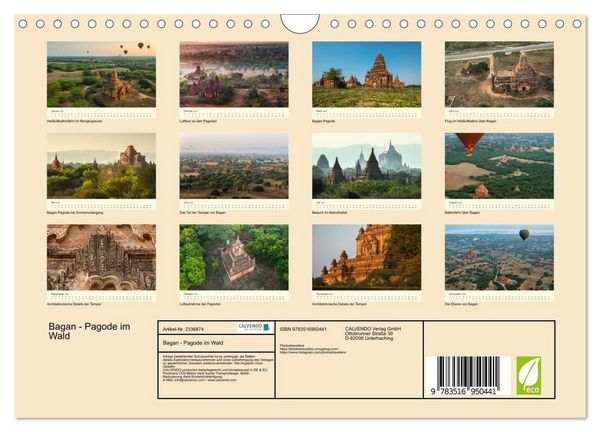 Produktbild: Bagan - Pagode im Wald (Wandkalender 2027 DIN A4 quer), CALVENDO Monatskalender