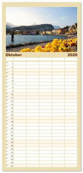 Produktbild: Familienplaner 2026 - Nago-Torbole, der sch&ouml;ne Norden vom Gardasee mit 5 Spalten (Wandkalender, 21 x 45 cm) CALVENDO
