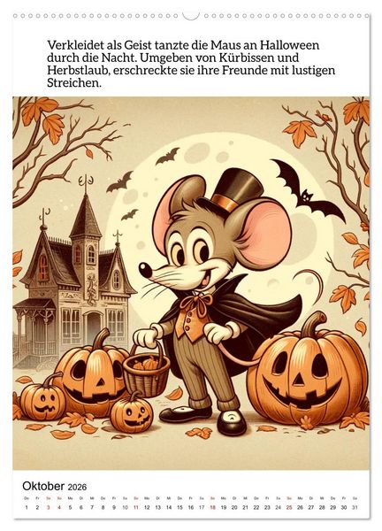 Produktbild: Die Maus - Mit Zw&ouml;lf munteren M&auml;usemomenten durchs Jahr (Wandkalender 2026 DIN A2 hoch), CALVENDO Monatskalender