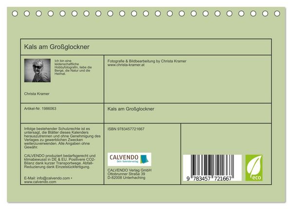 Produktbild: Kals am Gro&szlig;glockner (Tischkalender 2026 DIN A5 quer), CALVENDO Monatskalender