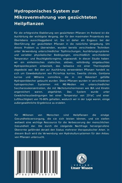 Produktbild: Hydroponisches System zur Mikrovermehrung von gez&uuml;chteten Heilpflanzen
