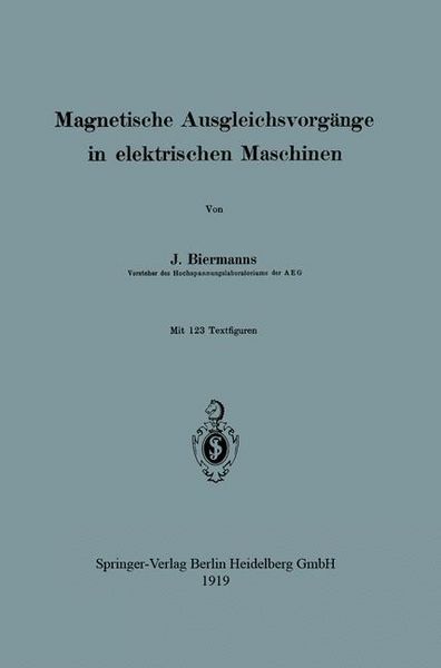 Produktbild: Magnetische Ausgleichsvorg&auml;nge in elektrischen Maschinen