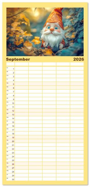 Produktbild: Familienplaner 2026 - Zwergenland - Kinderkalender mit 5 Spalten (Wandkalender, 21 x 45 cm) CALVENDO