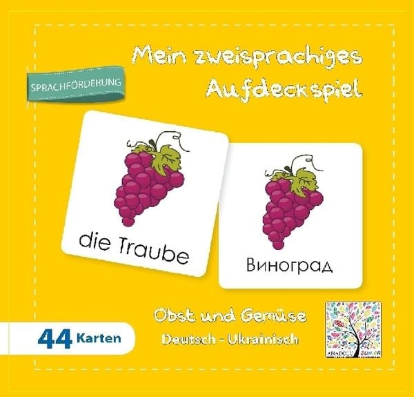 Mein zweisprachiges Aufdeckspiel Obst und Gemüse Deutsch-Ukrainisch (Kinderspiel)