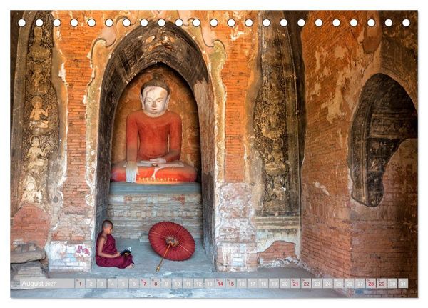 Produktbild: IM REICH DES BUDDHA - DER ROTE SCHIRM (Tischkalender 2027 DIN A5 quer), CALVENDO Monatskalender