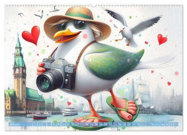 Produktbild: Die M&ouml;we Emma in Hamburg (Wandkalender 2027 DIN A2 quer), CALVENDO Monatskalender