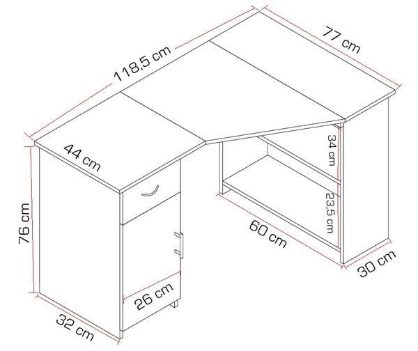 Produktbild: Holz Eckschreibtisch Schreibtisch B&uuml;rotisch Linzia