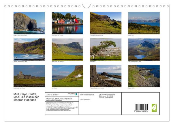 Produktbild: Mull, Skye, Staffa, Iona. Die Inseln der Inneren Hebriden (Wandkalender 2026 DIN A3 quer), CALVENDO Monatskalender