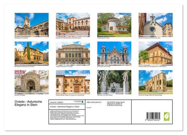Produktbild: Oviedo - Asturische Eleganz in Stein (Wandkalender 2026 DIN A3 quer), CALVENDO Monatskalender