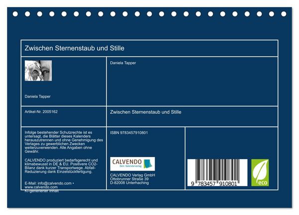 Produktbild: Zwischen Sternenstaub und Stille (Tischkalender 2026 DIN A5 quer), CALVENDO Monatskalender
