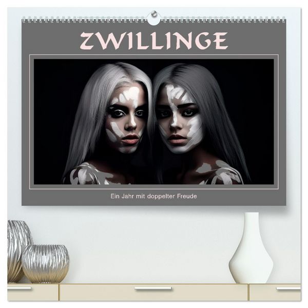 Produktbild: Zwillinge - Ein Jahr mit doppelter Freude (hochwertiger Premium Wandkalender 2026 DIN A2 quer), Kunstdruck in Hochglanz