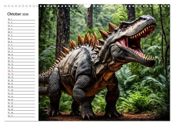 Produktbild: Urzeit erwacht - Ein Jahr mit den Dinosauriern (Wandkalender 2026 DIN A3 quer), CALVENDO Monatskalender