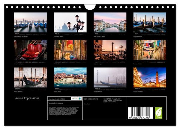 Produktbild: Venise Impressions (Calendrier mural 2026 DIN A4 vertical), CALVENDO calendrier mensuel