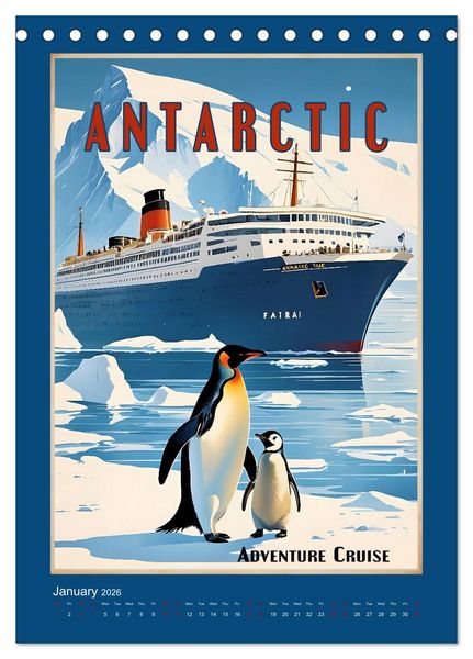 Produktbild: World Travel Posters - Nostalgic Trip Around the Globe (Desk Calendar 2026 DIN A5 portrait), CALVENDO 12 Month DeskCalendar