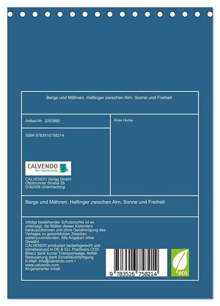 Produktbild: Berge und M&auml;hnen. Haflinger zwischen Alm, Sonne und Freiheit (Tischkalender 2027 DIN A5 hoch), CALVENDO Monatskalender