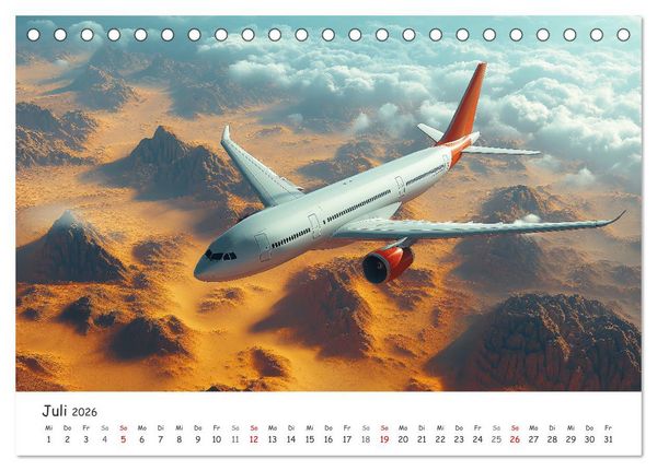 Produktbild: Flugzeugkalender - Die sch&ouml;nsten Passagiermaschinen (Tischkalender 2026 DIN A5 quer), CALVENDO Monatskalender