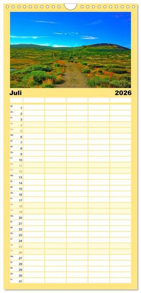 Produktbild: Familienplaner 2026 - Europa durchwandern mit 5 Spalten (Wandkalender, 21 x 45 cm) CALVENDO