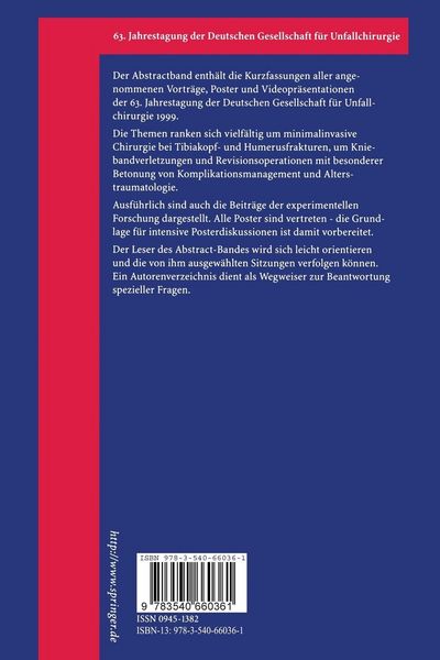 Produktbild: 63. Jahrestagung der Deutschen Gesellschaft f&uuml;r Unfallchirurgie