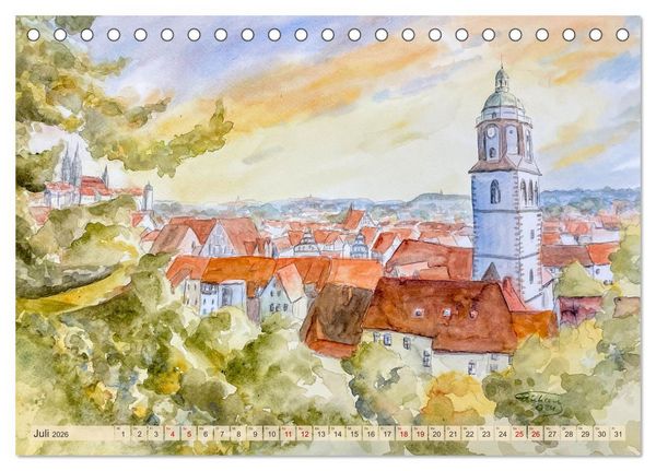 Produktbild: Dresden und das Elbtal - Ein Aquarellkalender von Claudia Pinkau (Tischkalender 2026 DIN A5 quer), CALVENDO Monatskalender