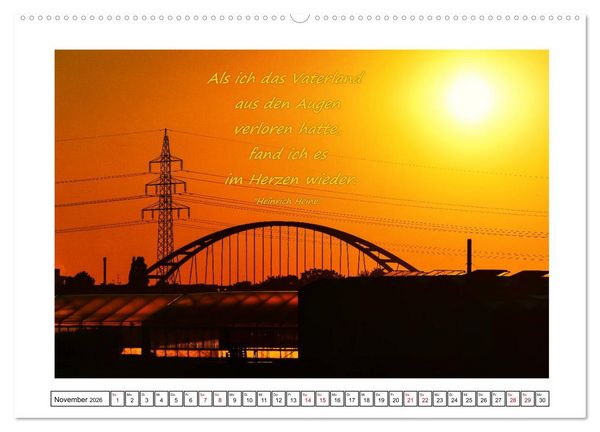 Produktbild: D&uuml;sseldorfer Ansichten mit Zitaten von Heinrich Heine (Wandkalender 2026 DIN A2 quer), CALVENDO Monatskalender