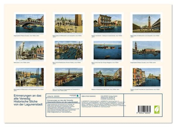 Produktbild: Erinnerungen an das alte Venedig: Historische Stiche von der Lagunenstadt (hochwertiger Premium Wandkalender 2026 DIN A2 quer), Kunstdruck in Hochglanz