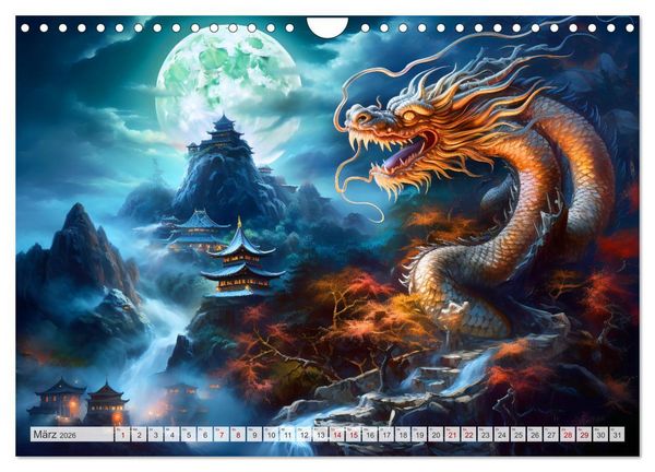 Produktbild: Jahr des Drachen - Im Stil des chinesischen Tierkreiszeichens (Wandkalender 2026 DIN A4 quer), CALVENDO Monatskalender