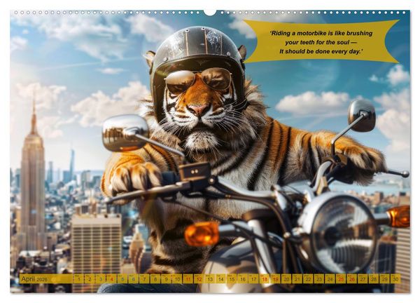 Produktbild: Funny animals as motorbike riders (High Quality Premium Wall Calendar 2026 DIN A2 landscape),CALVENDO 12 Month Wall Calendar