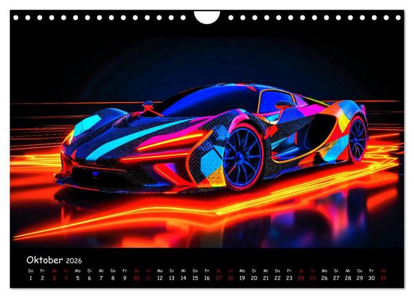 Produktbild: Futuristische Neon Cars (Wandkalender 2026 DIN A4 quer), CALVENDO Monatskalender