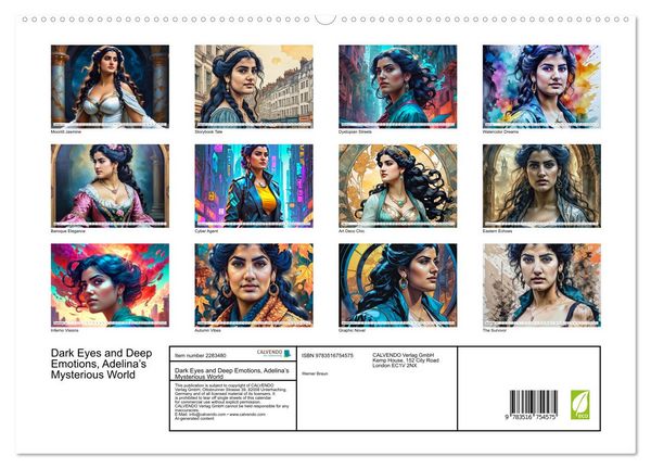 Produktbild: Dark Eyes and Deep Emotions, Adelina&rsquo;s Mysterious World (High Quality Premium Wall Calendar 2027 DIN A2 landscape),CALVENDO 12 Month Wall Calendar