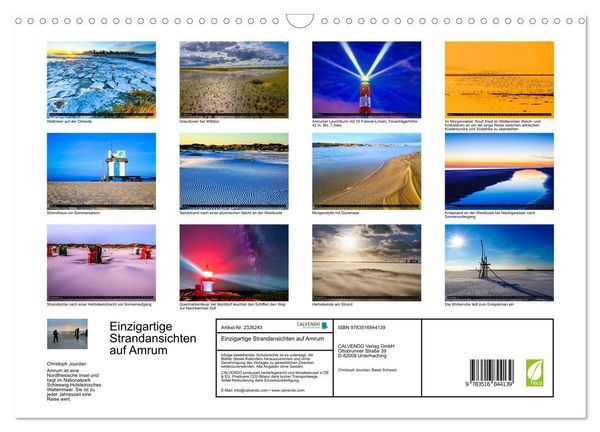 Produktbild: Einzigartige Strandansichten auf Amrum (Wandkalender 2027 DIN A3 quer), CALVENDO Monatskalender