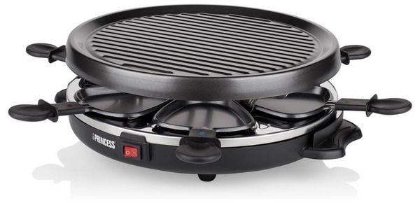 Produktbild: Princess 01.162725.01.001 Raclette 6Pf&auml;nnchen, Antihaftbeschichtung, Kontrollleuchte Schwarz