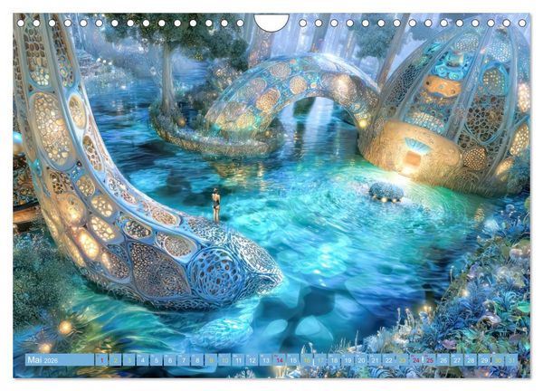 Produktbild: Fantasiekreaturen am Wasser - Biomorphe Landschaften (Wandkalender 2026 DIN A4 quer), CALVENDO Monatskalender