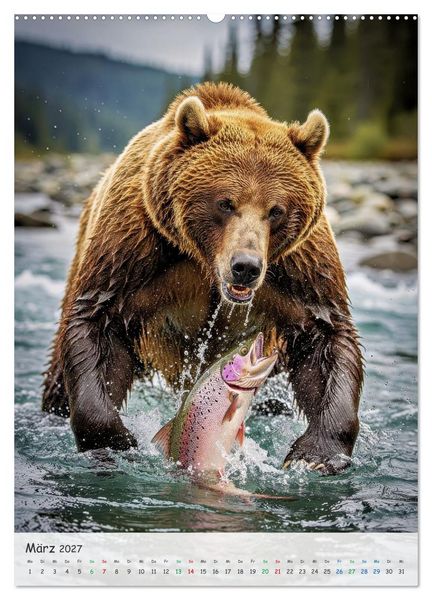Produktbild: Grizzlyb&auml;ren und Lachse (Wandkalender 2027 DIN A2 hoch), CALVENDO Monatskalender