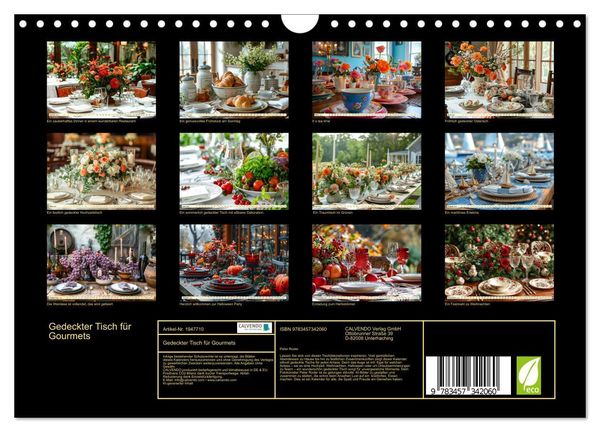 Produktbild: Gedeckter Tisch f&uuml;r Gourmets (Wandkalender 2026 DIN A4 quer), CALVENDO Monatskalender