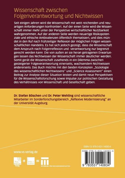 Produktbild: Wissenschaft zwischen Folgenverantwortung und Nichtwissen